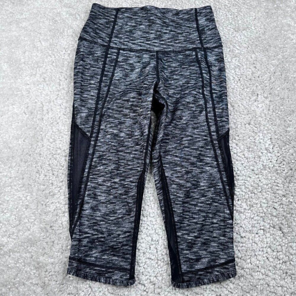 Lululemon Black Gray Mesh Crop Hi Rise Legging 6